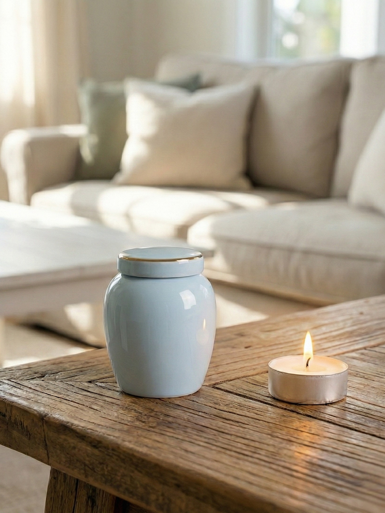 Mini Urn - Lichtblauw - rememberme webshop - mini urnen - kleurrijke urnen - dierenurn - kleine urn - as